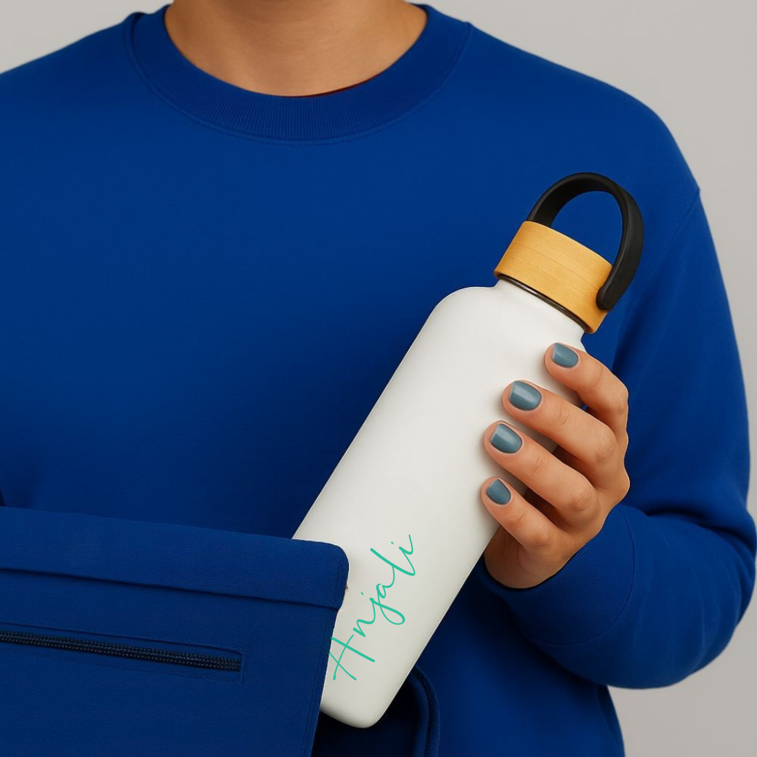 Custom Insulated Water Bottle with Bamboo Lid 500ml – Eco-Friendly, Insulated, Leak-Proof