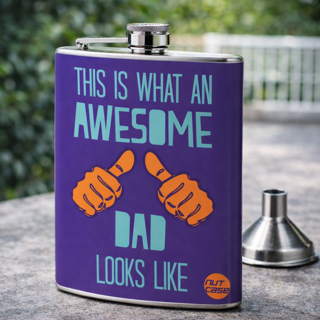 Hip Flask  -  FATHERS DAY  - Awesome dad Purple