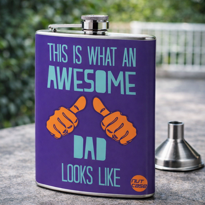 Hip Flask  -  FATHERS DAY  - Awesome dad Purple