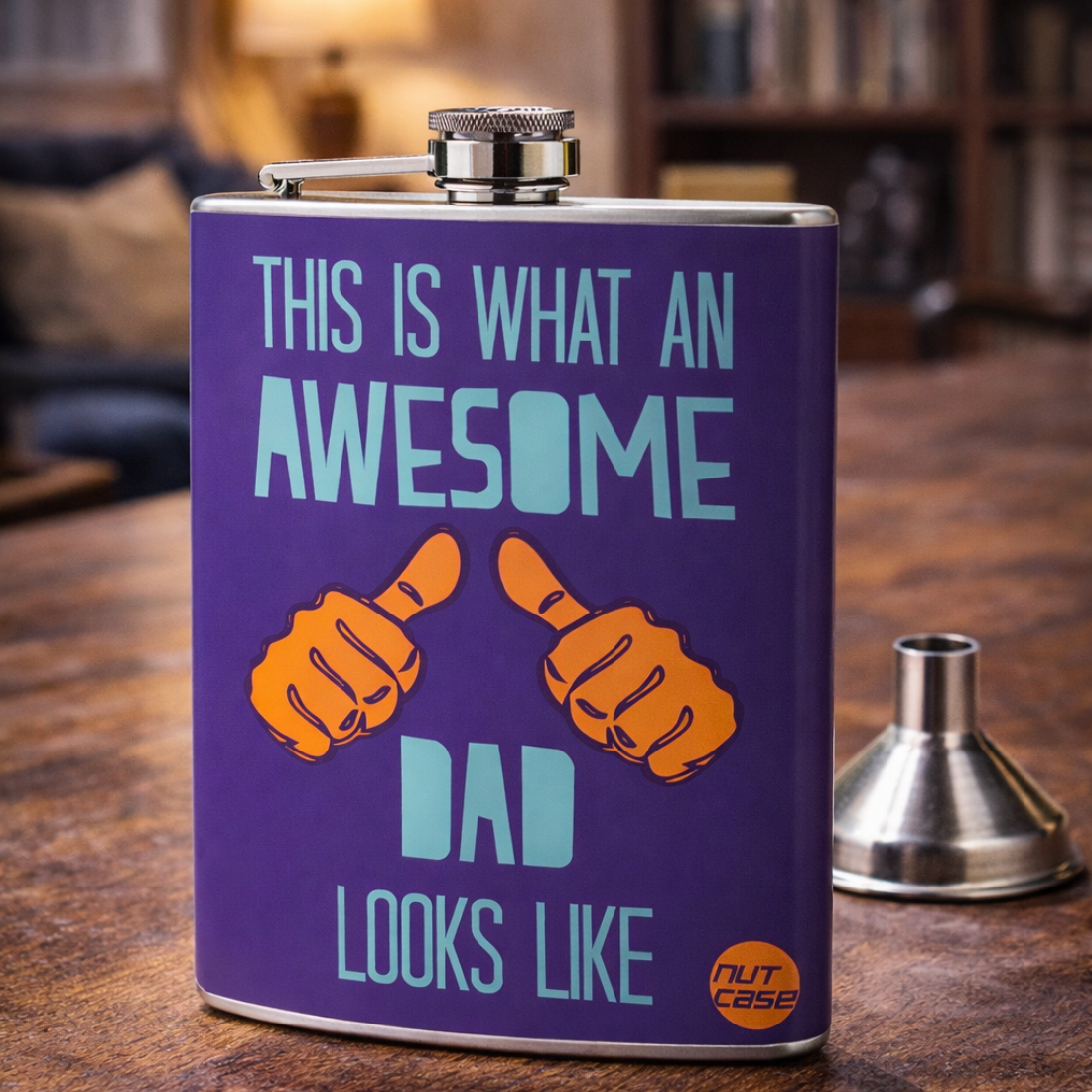 Hip Flask  -  FATHERS DAY  - Awesome dad Purple