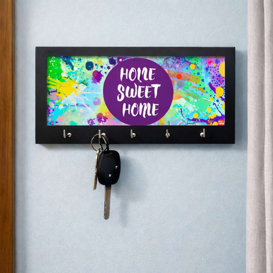Key Holder Hanger For Wall -  WATERCOLOR HOME SWEET HOME
