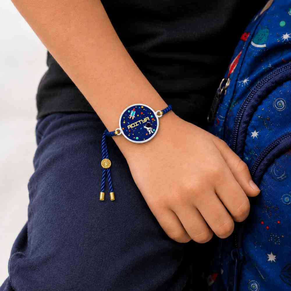 Rakhi Gift for Small Brother | Custom Space Theme Gift Hamper for Kids with Cross Body Bag, LED Night Light & Matching Rakhi