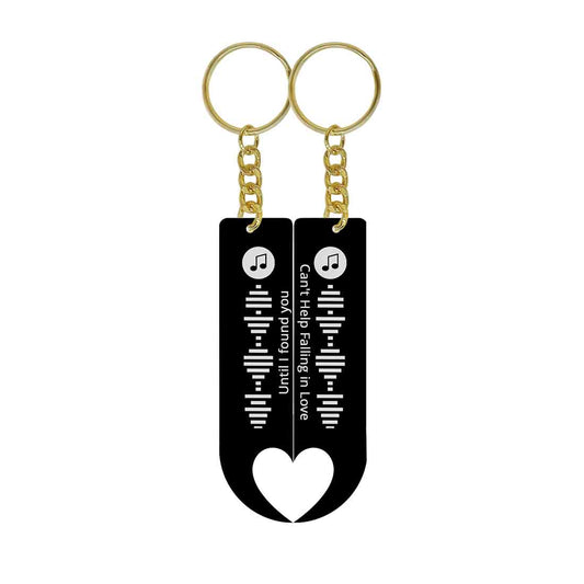 Couples Keychain Custom Key Chain with Golden Ring-Set of 2