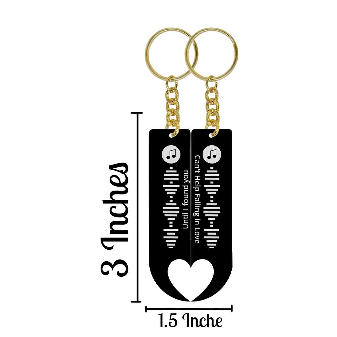 Couples Keychain Custom Key Chain with Golden Ring-Set of 2