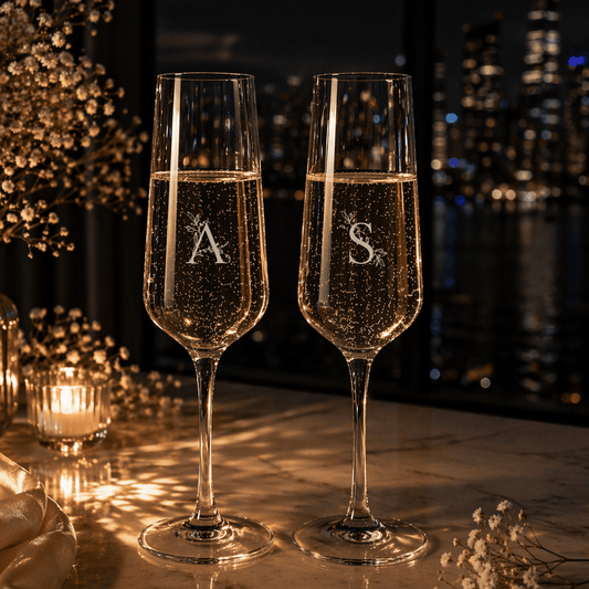 CHAMPAGNE FLUTES MONOGRAM ANNIVERSARY WEDDING GIFTS