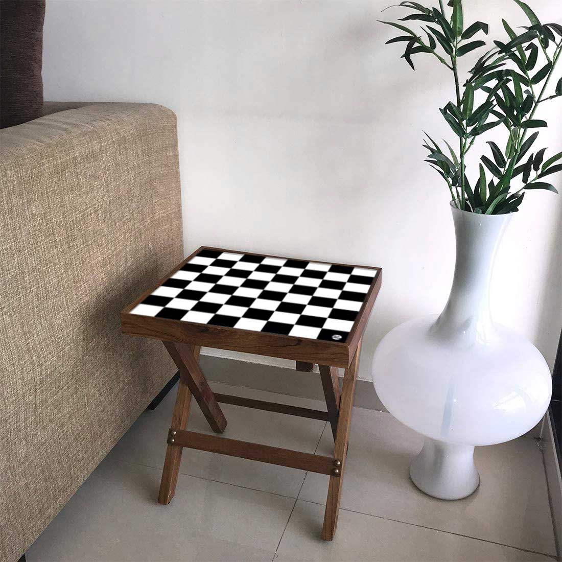 Folding Side Table - Teak Wood - Chess