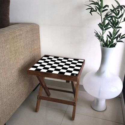 Folding Side Table - Teak Wood - Chess