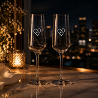 Champagne Flutes with Engraving Initial For Couple Set of 2 - Custom Premium Champagne Flutes