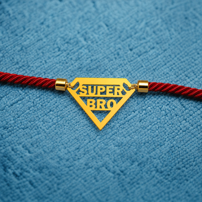 Raksha Bandhan Gift for Brother – Super Bro Black Cap with  Golden Acrylic Rakhi