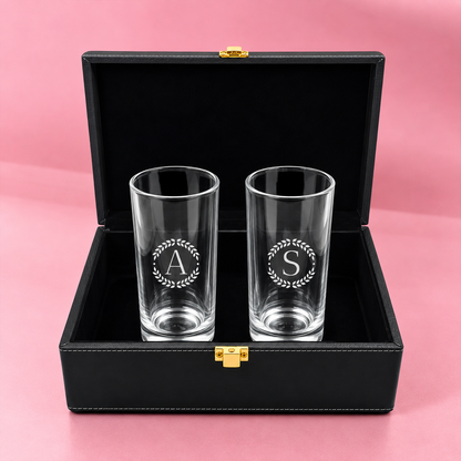 Personalized Mojito Glassware Engraved with Initial - Alcohol Glasses