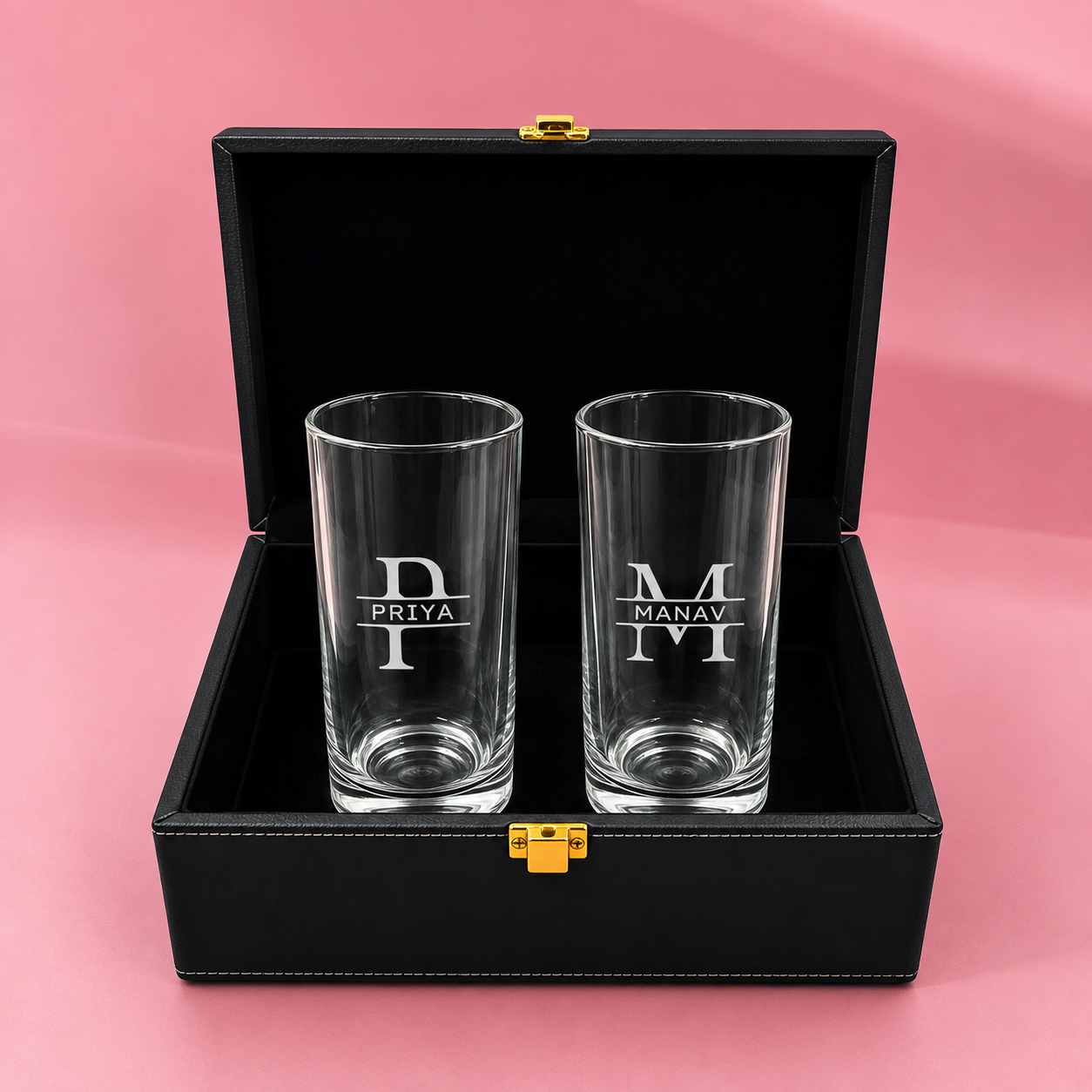 Tom Collins Glassware - Engraved Name on High Glass with Initials Monogram