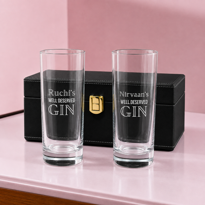 Personalized Tom Collins Glassware Engraved Gin Cocktail Highball Glasses