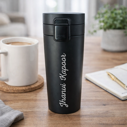 Engraved Personalized Stainless Steel Coffee Tumbler with Lid for Office Travel College - Add Name
