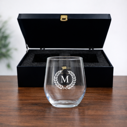 Stemless Wine Glasses Engraved with Monogram Drink Glass - Initial