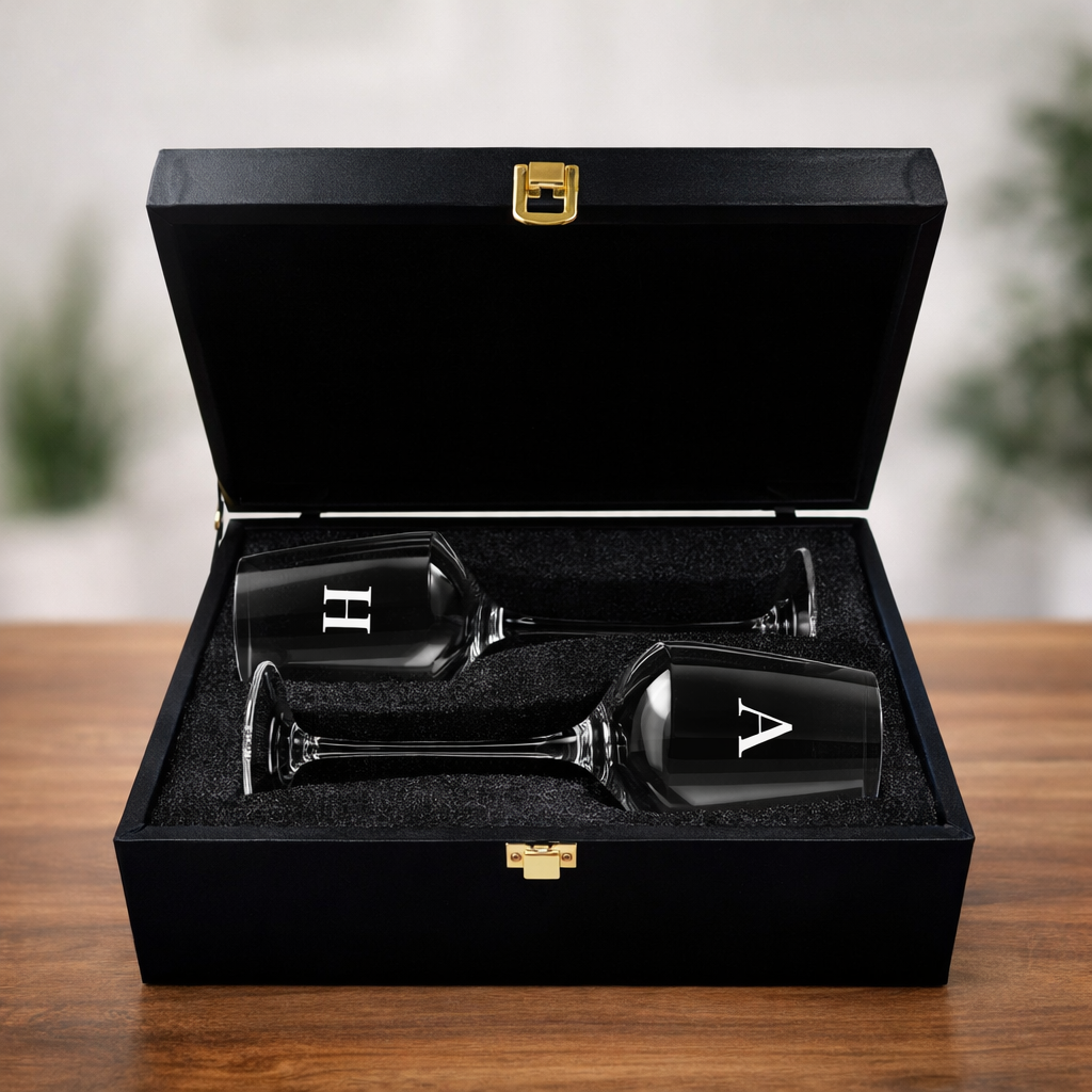 Custom Red Wine Glasses - Premium Wine Glass with Name Engraved - ADD INITIAL