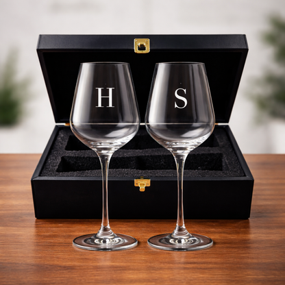 Custom Red Wine Glasses - Premium Wine Glass with Name Engraved - ADD INITIAL