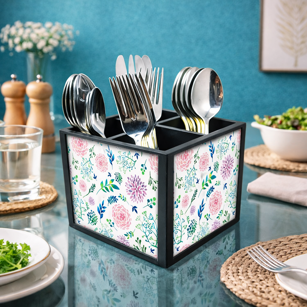 Silverware Cutlery Stand Organizer - Cute Flowers