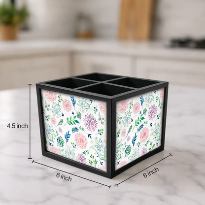 Silverware Cutlery Stand Organizer - Cute Flowers