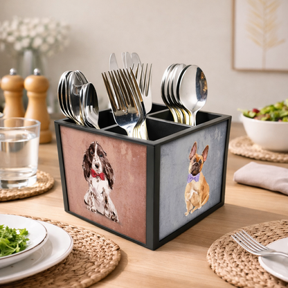 Budget Friendly Cutlery Holder -  Cute Small Dogs