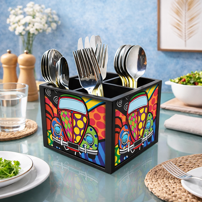 Cutlery Stand for Dining Table Forks Knives & Spoons Organizer - Taxi Art
