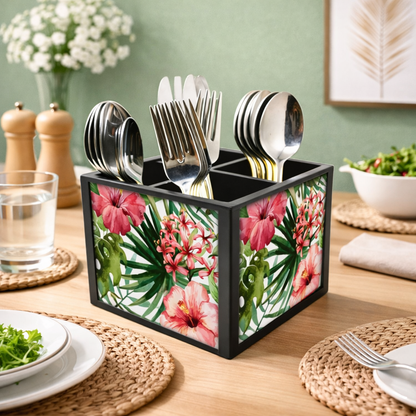 Spoon and Fork Holder Cutlery Stand Silverware Caddy Organizer - Flower
