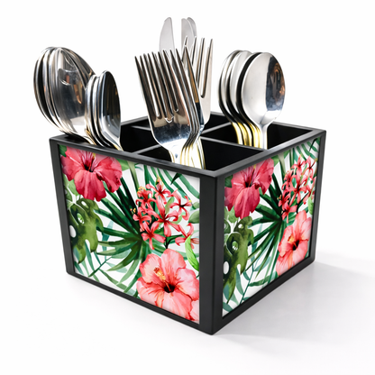 Spoon and Fork Holder Cutlery Stand Silverware Caddy Organizer - Flower