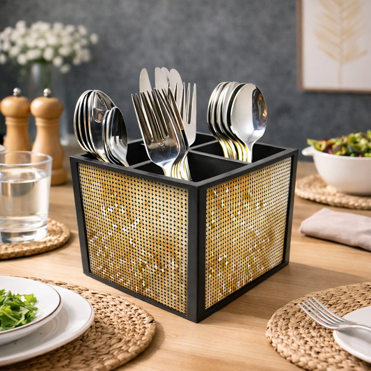 Gold CirclesCutlery Holder Stand Silverware Caddy Organizer