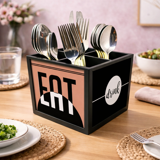 Eat DrinkCutlery Holder Stand Silverware Caddy Organizer