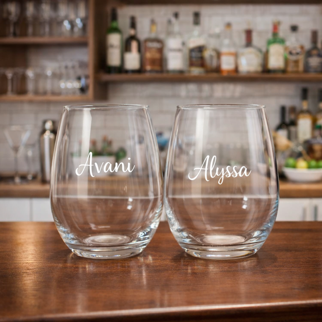Custom Wine Glass with Name Engraved on Stemless  Cocktail / Whiskey Glass 400 ML