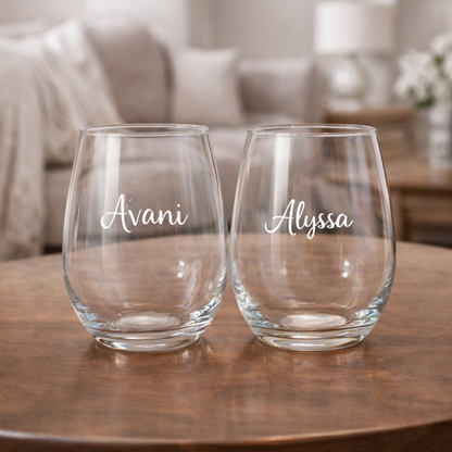 Custom Wine Glass with Name Engraved on Stemless  Cocktail / Whiskey Glass 400 ML