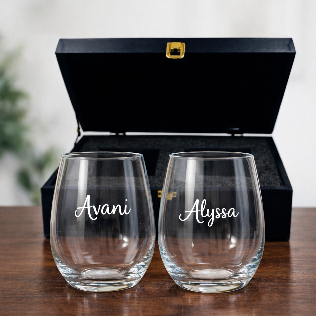 Custom Wine Glass with Name Engraved on Stemless  Cocktail / Whiskey Glass 400 ML