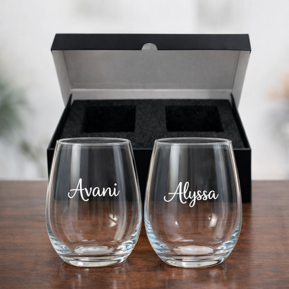Custom Wine Glass with Name Engraved on Stemless  Cocktail / Whiskey Glass 400 ML