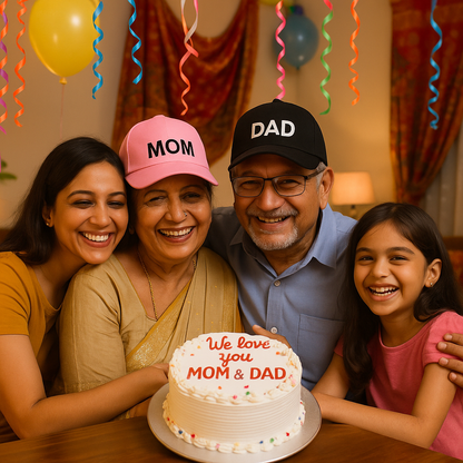 Mom Dad Cap Set – Cotton Hat with Adjustable Metal Buckle | Perfect Gift for Parents