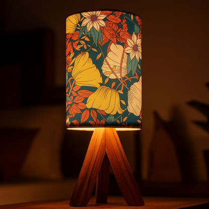 Mini Table Lamp Wooden Tripod Light for Bedroom with 3w LED bulb (3W LED Bulb Included)