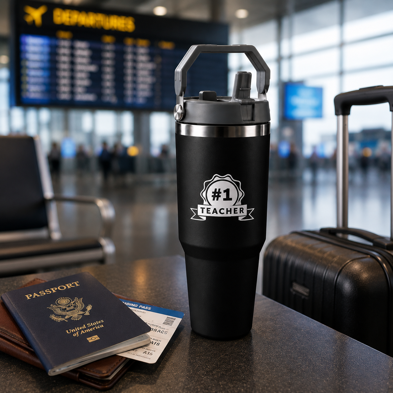 Insulated Tumbler with Handle 900ml Stainless Steel Vacuum Flask - Perfect Teacher Day Gift