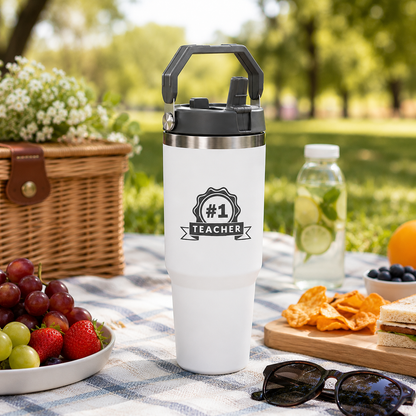 Insulated Tumbler with Handle 900ml Stainless Steel Vacuum Flask - Perfect Teacher Day Gift