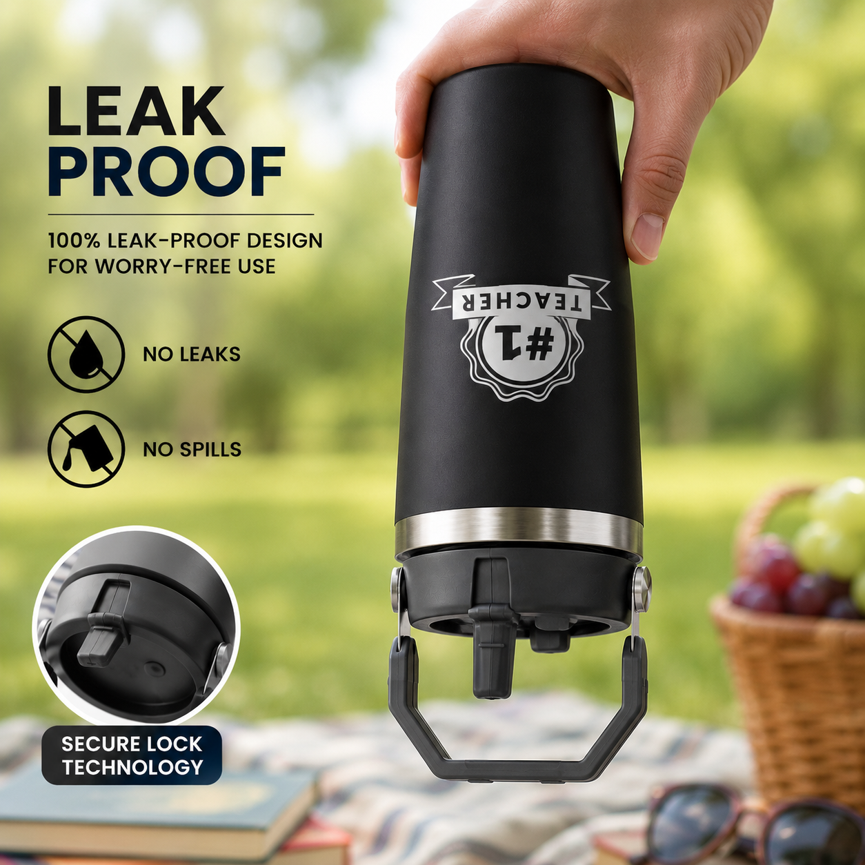 Insulated Tumbler with Handle 900ml Stainless Steel Vacuum Flask - Perfect Teacher Day Gift