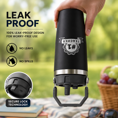 Insulated Tumbler with Handle 900ml Stainless Steel Vacuum Flask - Perfect Teacher Day Gift