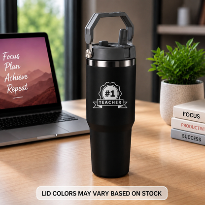 Insulated Tumbler with Handle 900ml Stainless Steel Vacuum Flask - Perfect Teacher Day Gift