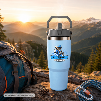 Customised Sipper Tumbler for Cricket Lovers – 900ml Stainless Steel Vacuum Insulated Bottle with Handle