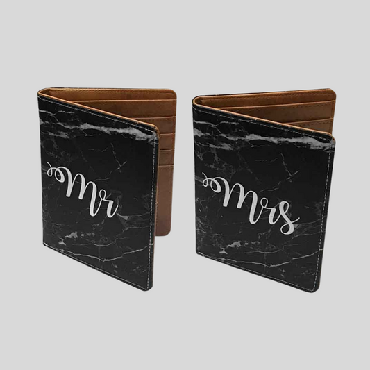 Couple Passport Cover Holder Leather Travel Wallet Case Designer Passport Cover - Black Marble
