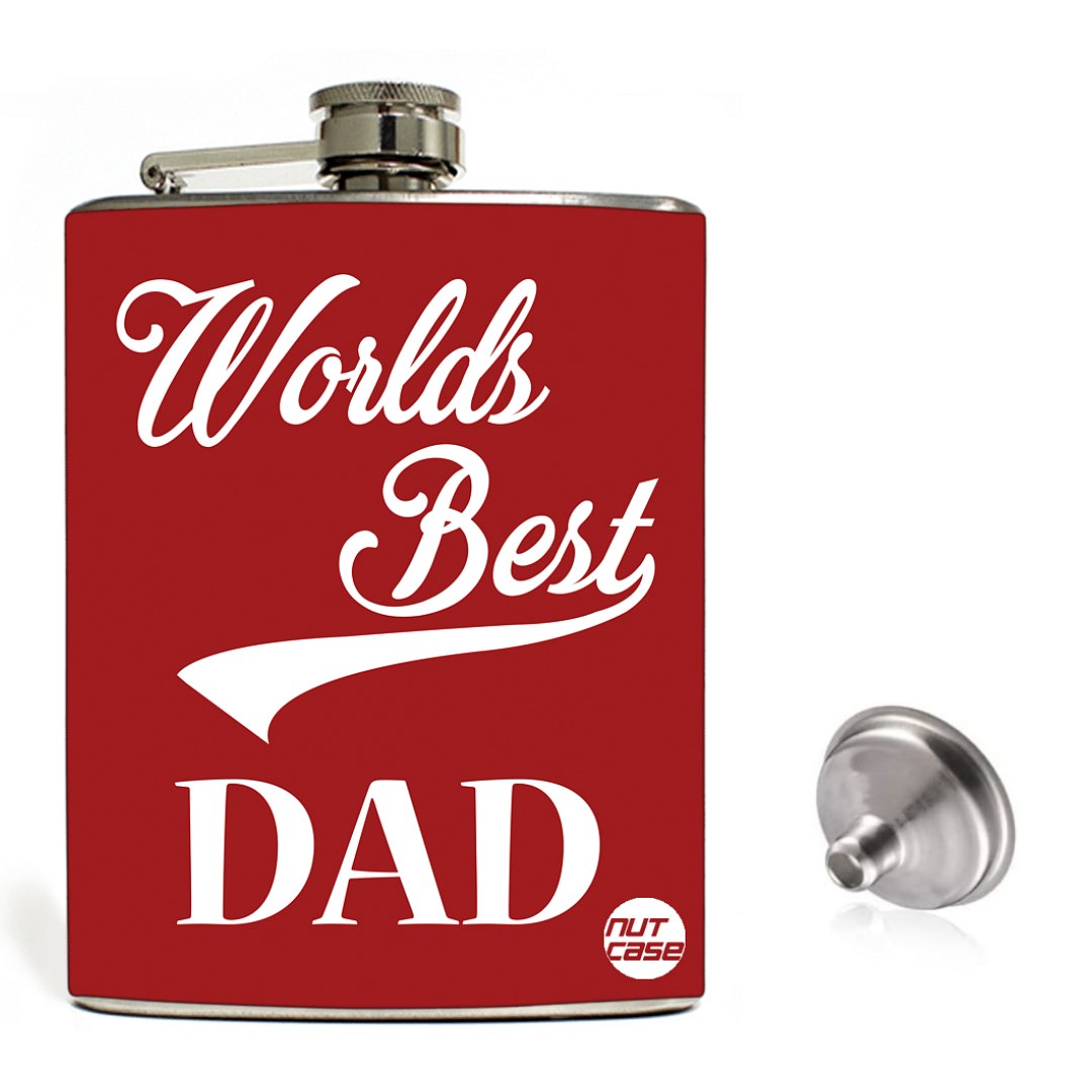 Hip Flask  -  FATHERS DAY  - World Best Day Retro - Black-Red