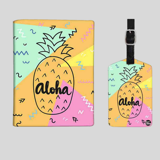 Cute Passport Cover Holder Travel Case with Luggage Tag - Aloha