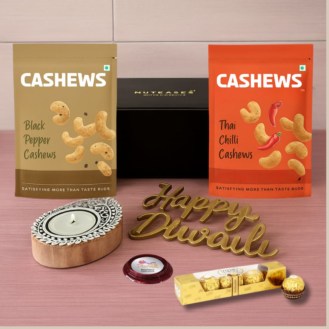 Diwali Gift Box with Custom Silver Coin Hamper Dry Fruits Silver Coin Chocolate & Candle