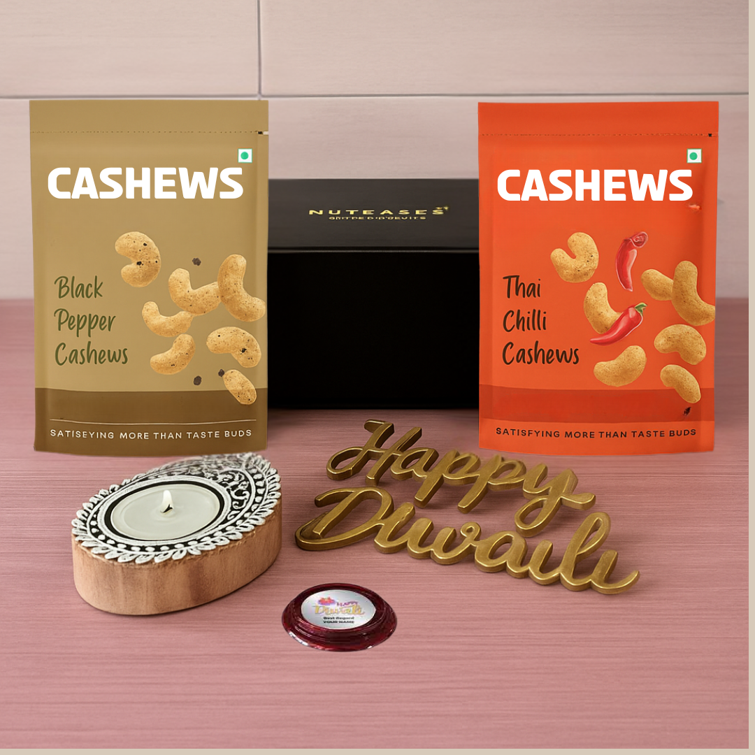 Nutcase Diwali Gift Box With Flavored Dry Fruits and Festive Candle