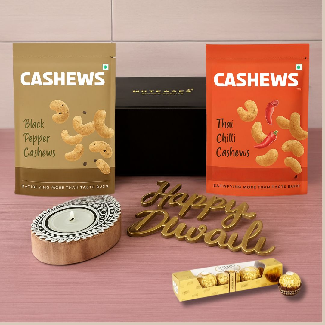 Diwali Gift Box with Custom Silver Coin Hamper Dry Fruits Silver Coin Chocolate & Candle