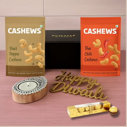 Diwali Gift Box with Custom Silver Coin Hamper Dry Fruits Silver Coin Chocolate & Candle