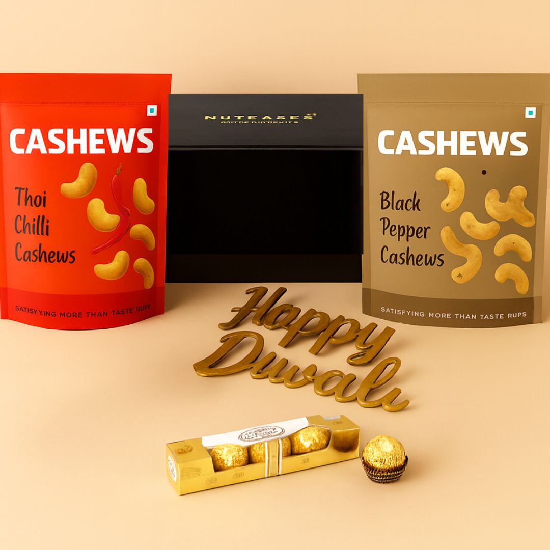 Nutcase Diwali Gift Hamper with Flavored Dry Fruits and Chocolate
