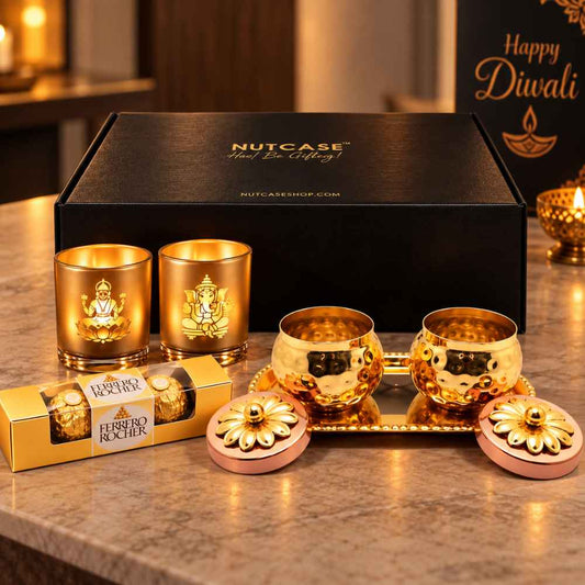 Nutcase Diwali Gift Set with Copper-Finished Jars and Premium Gifts Options