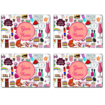 Custom Dinner Placemats for Girl Birthday Return Gift Ideas - Girly